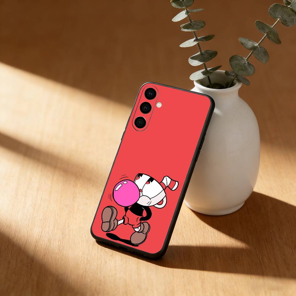 Cute CupHead And MugMan Phone Case For Samsung GalaxyA13,21s,22,31,32,52,53,71,72,73,Soft Black Cover Samsung a70