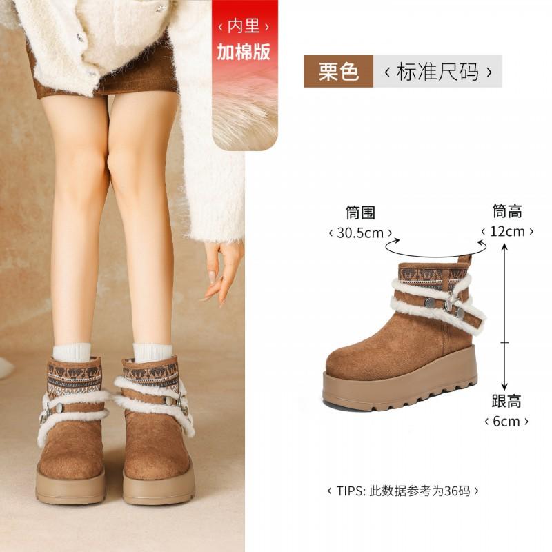 Womens Winter Warm Faux Fur Lined Short Snow Boots Thick Sole Comfortable Slip-On Casual Flat Boot
