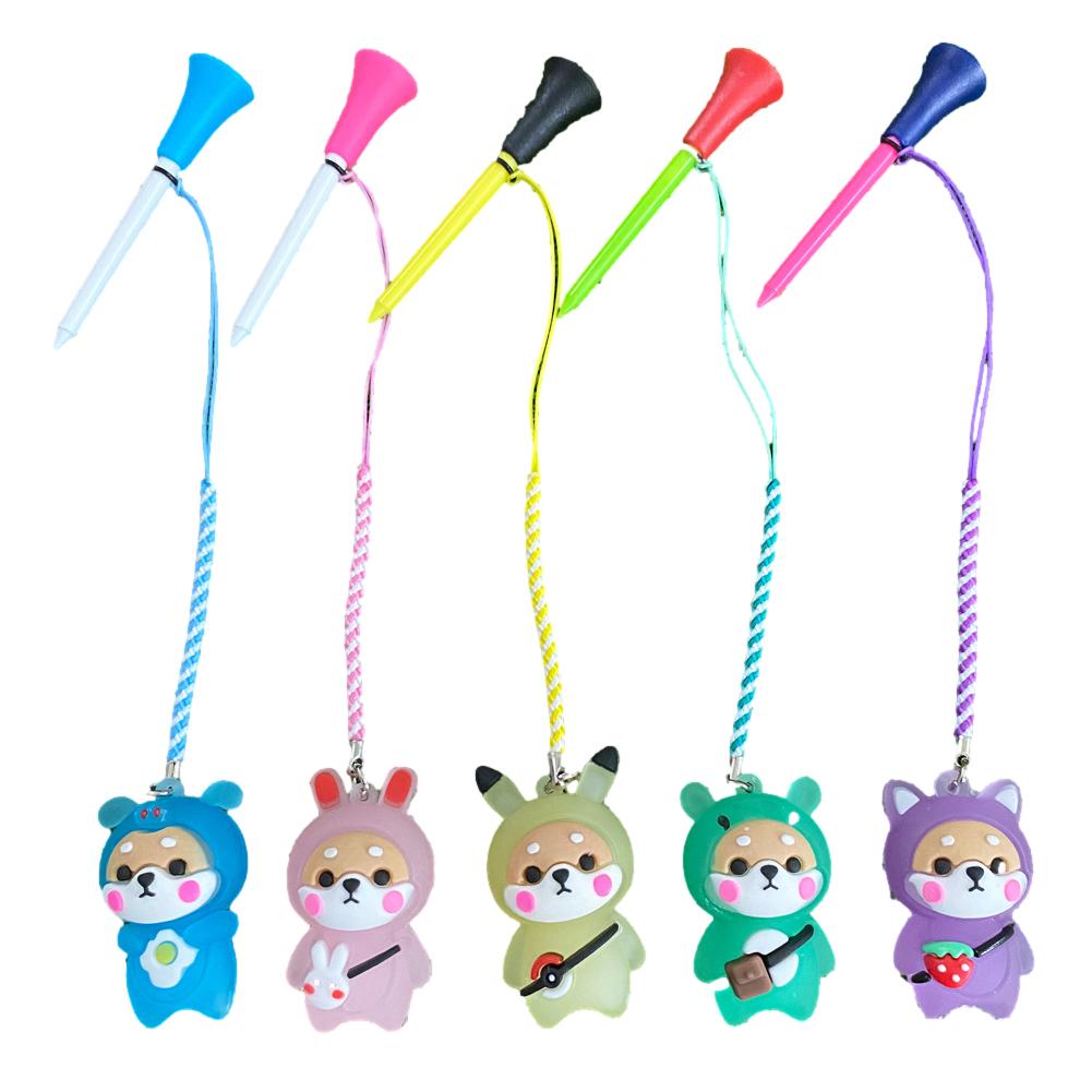 1PC Golf Tees with Glowing Light Random Color, Cute Cartoon Doll Design Golf Ball Holder, Prevent Loss for Golf Training