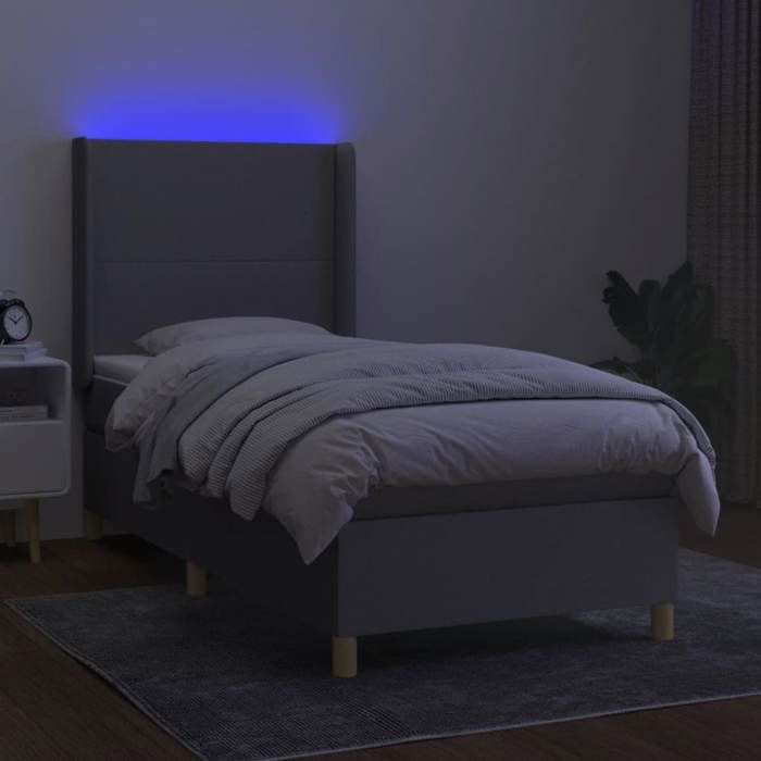 VidaXL Sommier à Lattes de Lit avec Matelas et LED, Lit Rembourré, Lit Simple, Lit Adulte de Chambre à Coucher Intérieur, 3138693