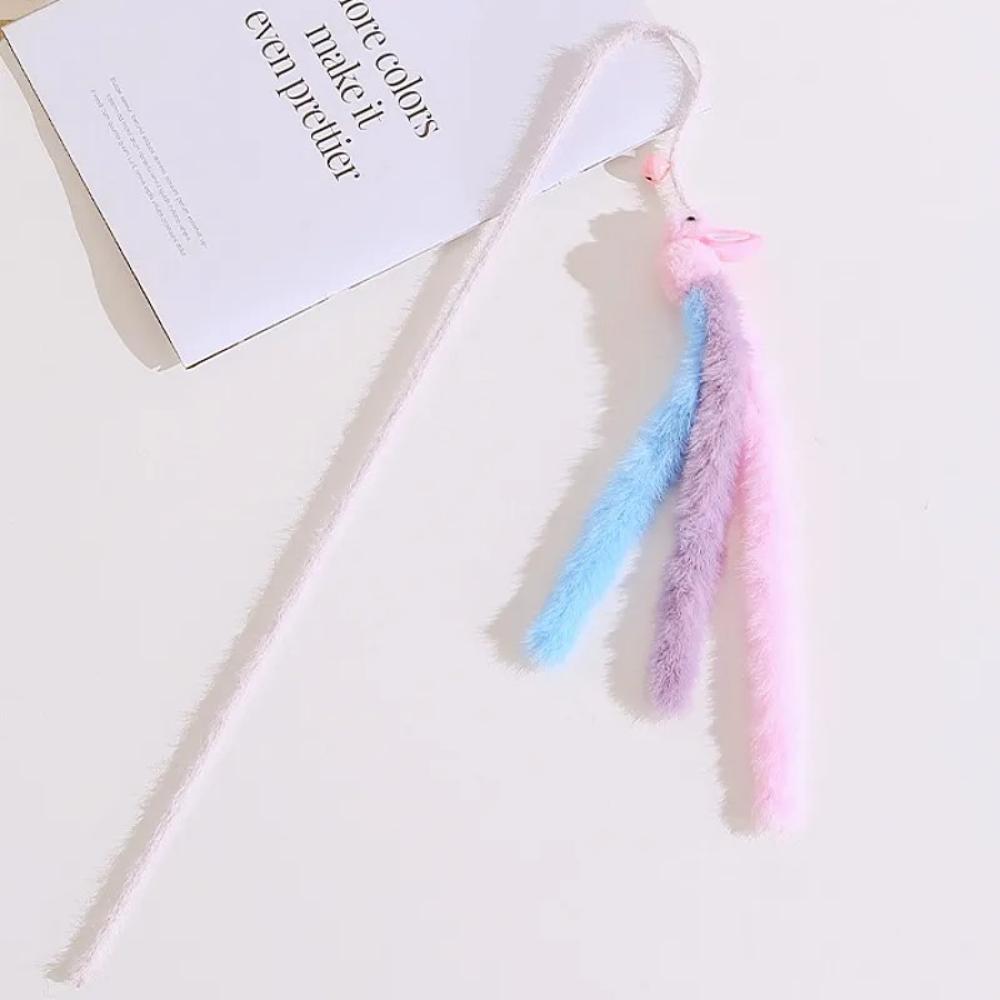 2 pièces Jouets pour Chat Pompon en Peluche Bâtonnet Agitateur pour Chats Lapin en Laine Jouets pour Chats Bâtonnets Interactifs Jouet pour Chat avec Sonnette Jouet pour Chaton Fournitures pour Animaux