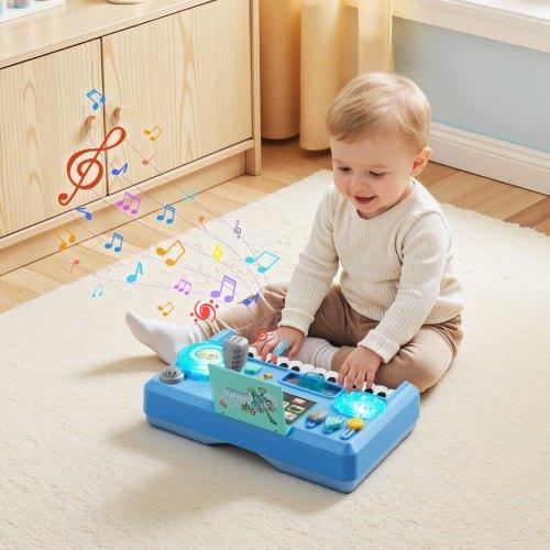 VEVOR Baby DJ Playset for Toddlers 1-3, Educational Musical Table Toys with 133 Sound Sources, Recording and LED DJ Turntable