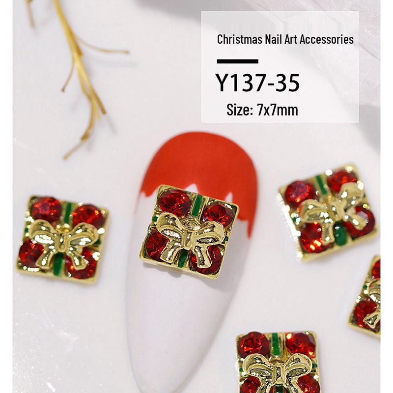 Christmas Alloy Nail Art Decor: Cartoon Santa, Bells, Reindeer, Snowflakes & Rhinestone Accessories