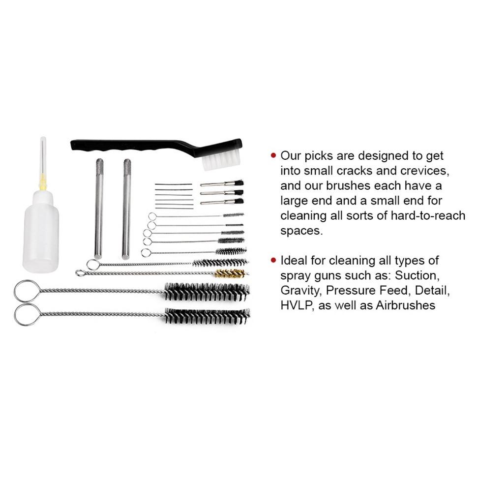 23 Pieces Professional Paint Spray Gun Cleaning Set with Case for HVLP Paint Guns, + 5 X Plug-In Filters (601S) Compressed Air Tools and Airbrush