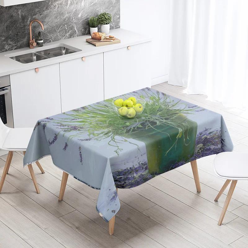 Abstract Art Food Illustration Tablecloth Oil-proof Tablecloth Waterproof Picnic Fabric Nordic Home Decoration
