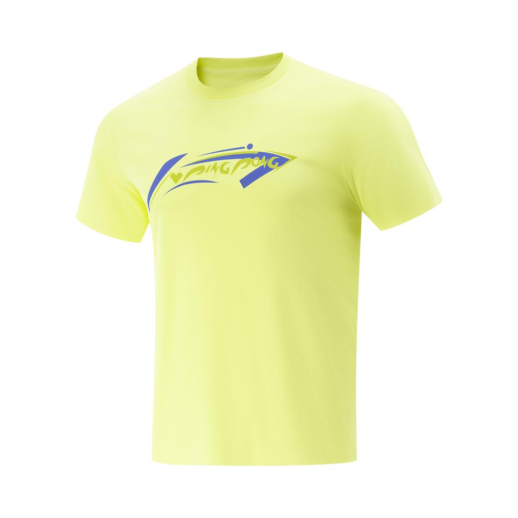 Li Ning Table Tennis Series Letter Round Neck Breathable Versatile Casual Short Sleeve T-Shirt Unisex Tops Light-Lemon-Yellow AHSV611-3