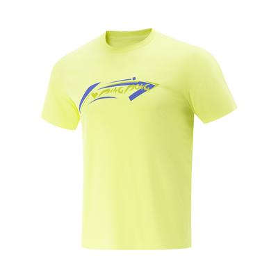 Li Ning Table Tennis Series Letter Round Neck Breathable Versatile Casual Short Sleeve T-Shirt Unisex Tops Light-Lemon-Yellow AHSV611-3