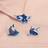 Cartoon Marine Animal Enamel Pins Glittering Dolphin Manta Ray Shark Brooch Alloy Lapel Jewelry Gift Accessories