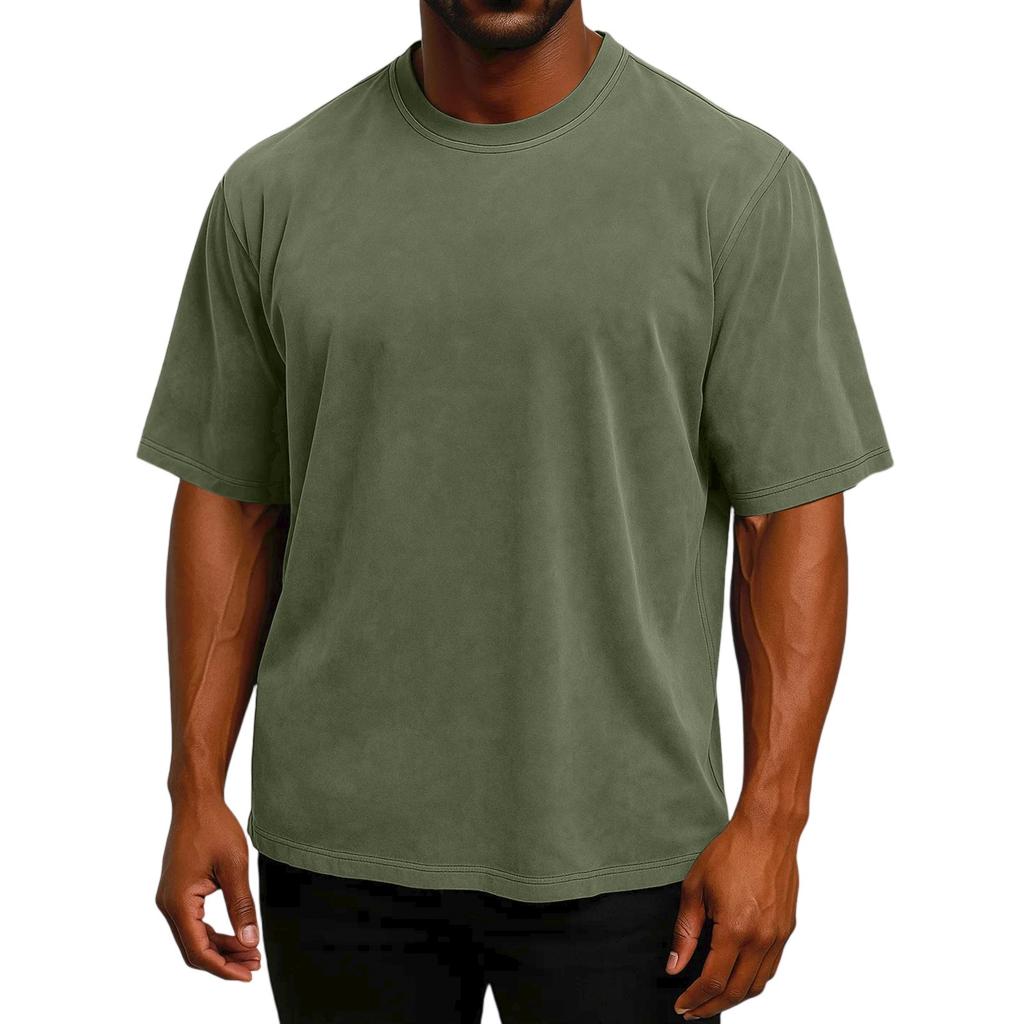 Men's Short Sleeved Retro Cotton T-shirt Loose Half Sleeve