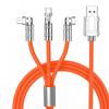 Super Fast Charging Cables Elbow Swivel Charging Line for Iphone for Huawei for Android One Tow Three-in-one Data Cable
