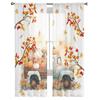Thanksgiving Pumpkin Flower Truck Bedroom Transparent Sheer Curtains Holiday Decoration Window Voile Tulle Curtain