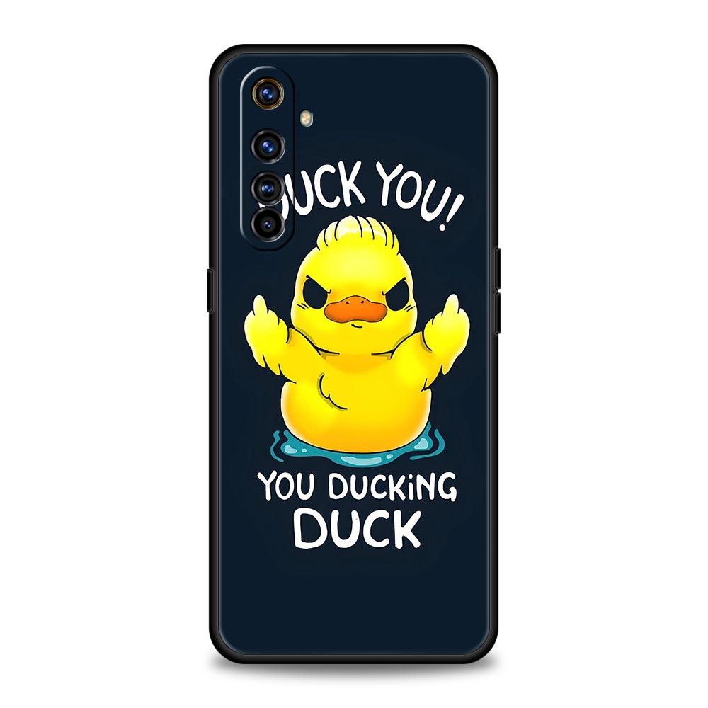 Cartoon Duck Case For Realme C67 C63 C55 C53 C35 C25 C21 GT 2 3 5 6 10 11 12 13 Pro Plus 5G Soft TPU Phone Cover Fundas Capa Bag