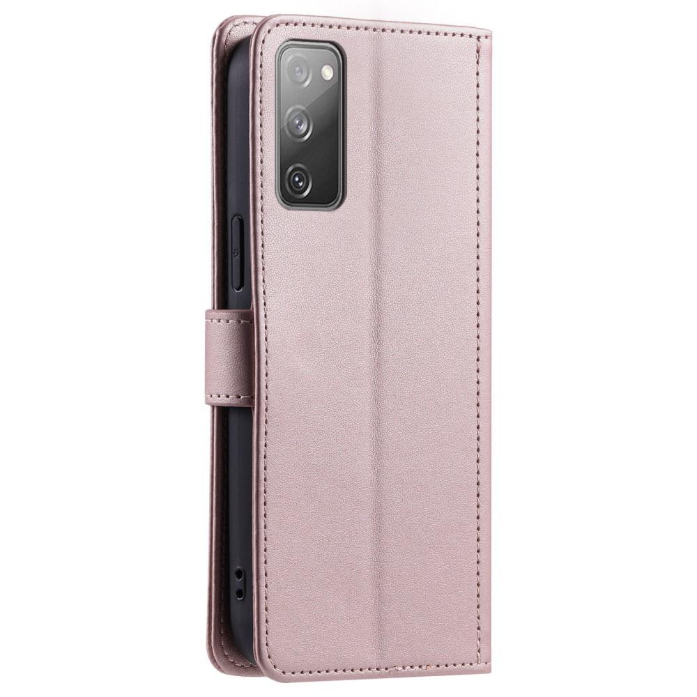 Samsung Galaxy S20 FE Flip Case, Rhombus Crossbody Leather, Rose Gold