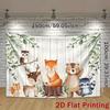 2D Rustic Woodland Creatures Background Banner for Kids' Photo Shoot