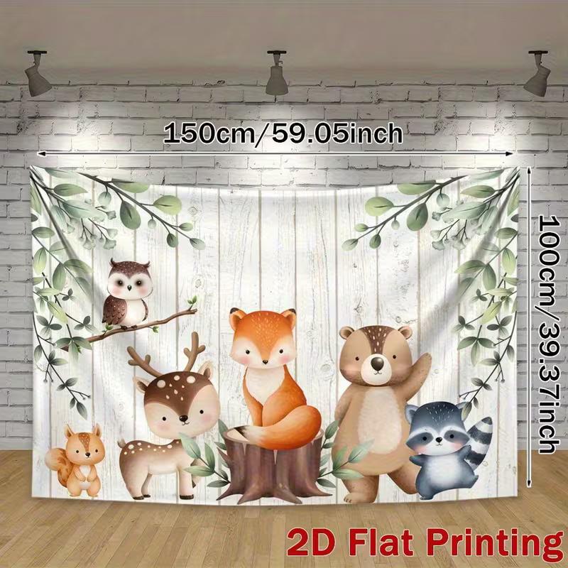 

2D Rustic Woodland Creatures Background Banner for Kids Photo Shoot 47.2x31.5inch/120*80cm