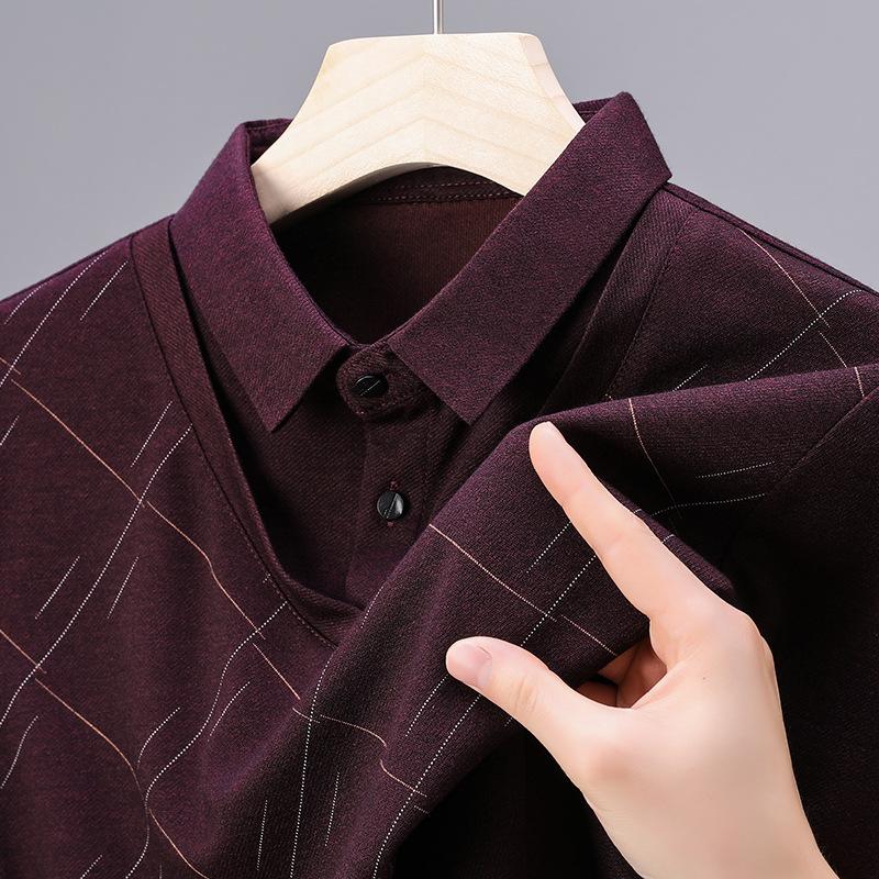 Herren Langarm-Poloshirt Lässig Hochwertig Rautenmuster Fake Zweiteiler T-Shirt