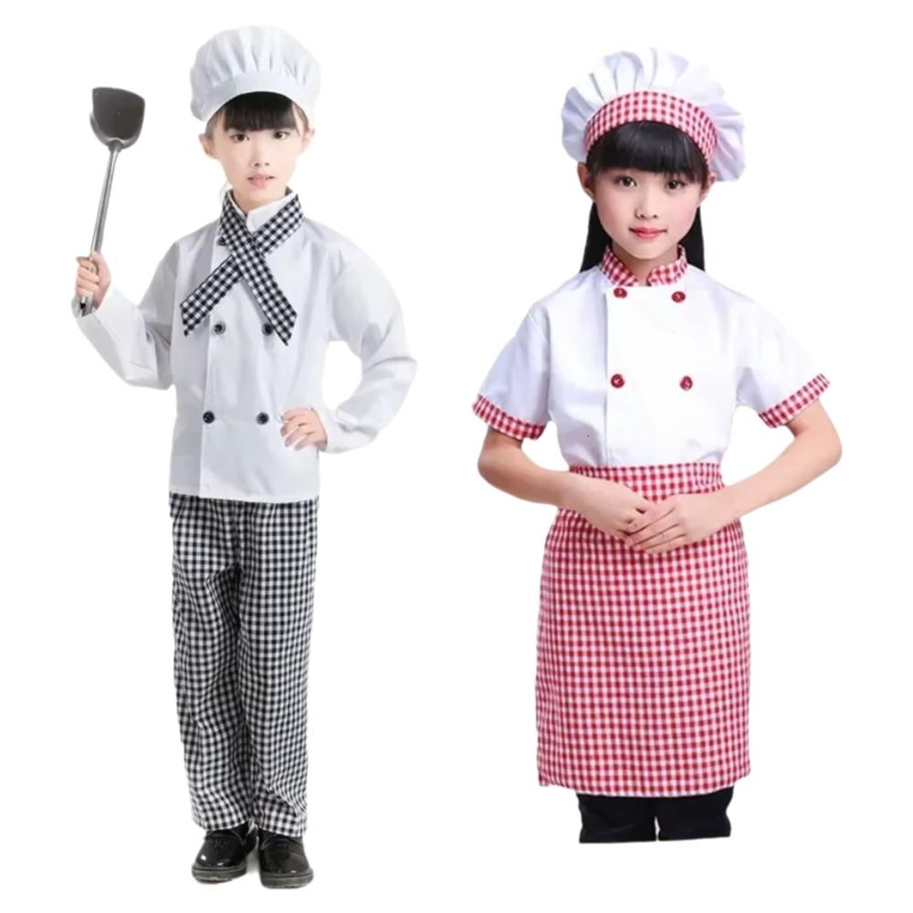 Rollenspiel Kinder Koch T-Shirt Karnevalsparty Kochmütze Kinder Kochuniform Kinder Jungen Mädchen