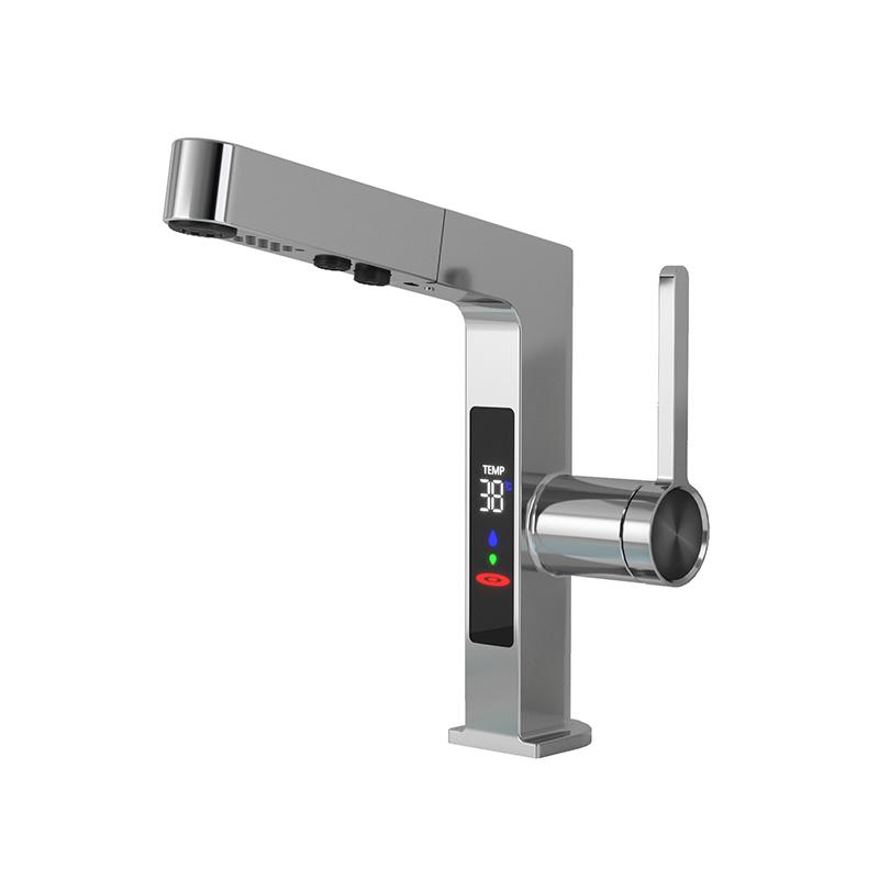 White/Black Temperature Digital Display Bathroom Basin Faucet 360 Rotation Stream Sprayer Hot Cold Water Mixer Sink Tap