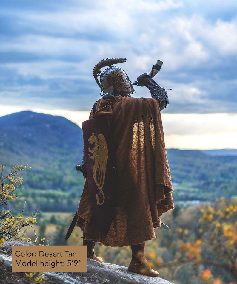 

Linen Medieval Hooded Ranger Cloak - Available in 6 Colors светло-коричневого