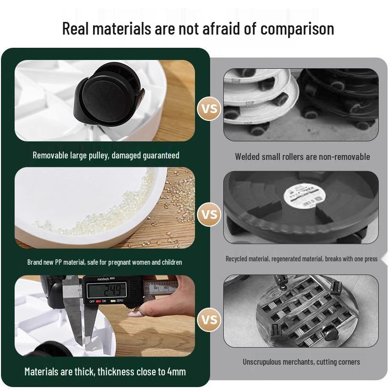 Gehärtetes Harz Mobiler Blumentopf-Untersetzer mit Universal-Lenkrollen und Wasserauffang.