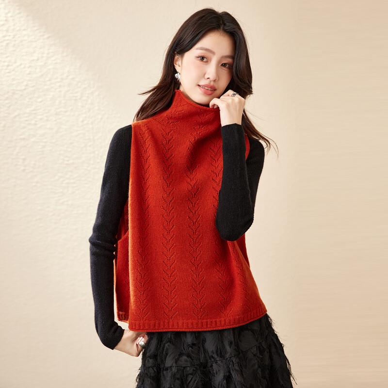 CARBAMMI Women s 100% Wool Short High-Neck Knit Vest One Size