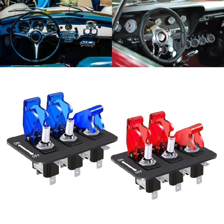 3 Gang Rockers Toggle Switch Panel with 20A 12V 24V Lighted ON Off Switch Car
