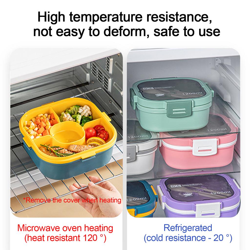 Portable Children Lunch Box Large Capacity Microwaveable Bento Box with Dip Box Food Storage Container