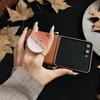 Коричневий шкіряний протиударний чохол для Samsung Z Flip7 з ремінцем проти втрати та магнітною застібкою