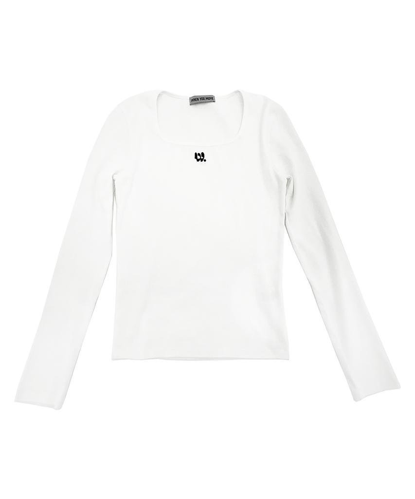 WHEN YOU MOVE Square Neck Symbol Logo Embroidered Ribbed Tee (3 Colors)