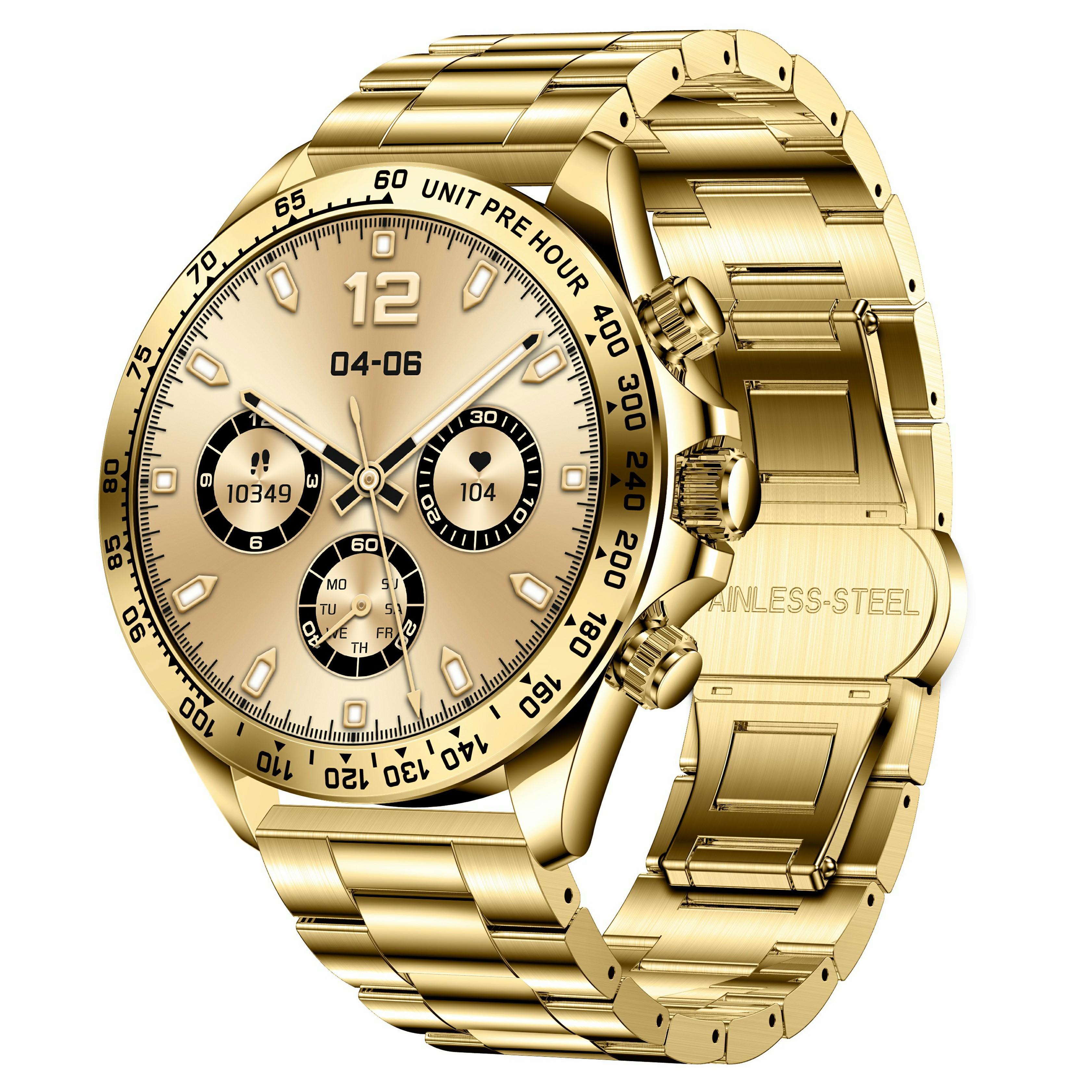 

AK63 Смарт-годинник-браслет з AMOLED-екраном, сумісний з Bluetooth-дзвінками, зі сталевим ремінцем Gold