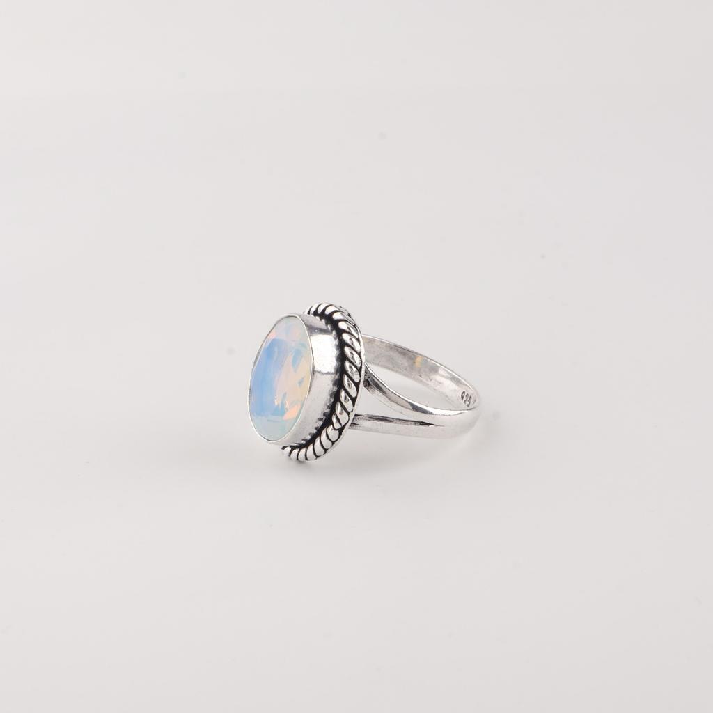 Milky Opal Gemstone 925 Sterling Silver Statement Jewelry Women Ring Birthday Gift For Her RR-84-19