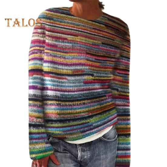 

Женский свитер с круглым вырезом, длинным рукавом, графическим принтом, пуловер, свитер свободного кроя, толстый теплый трикотаж, повседневная одежда S разноцветный