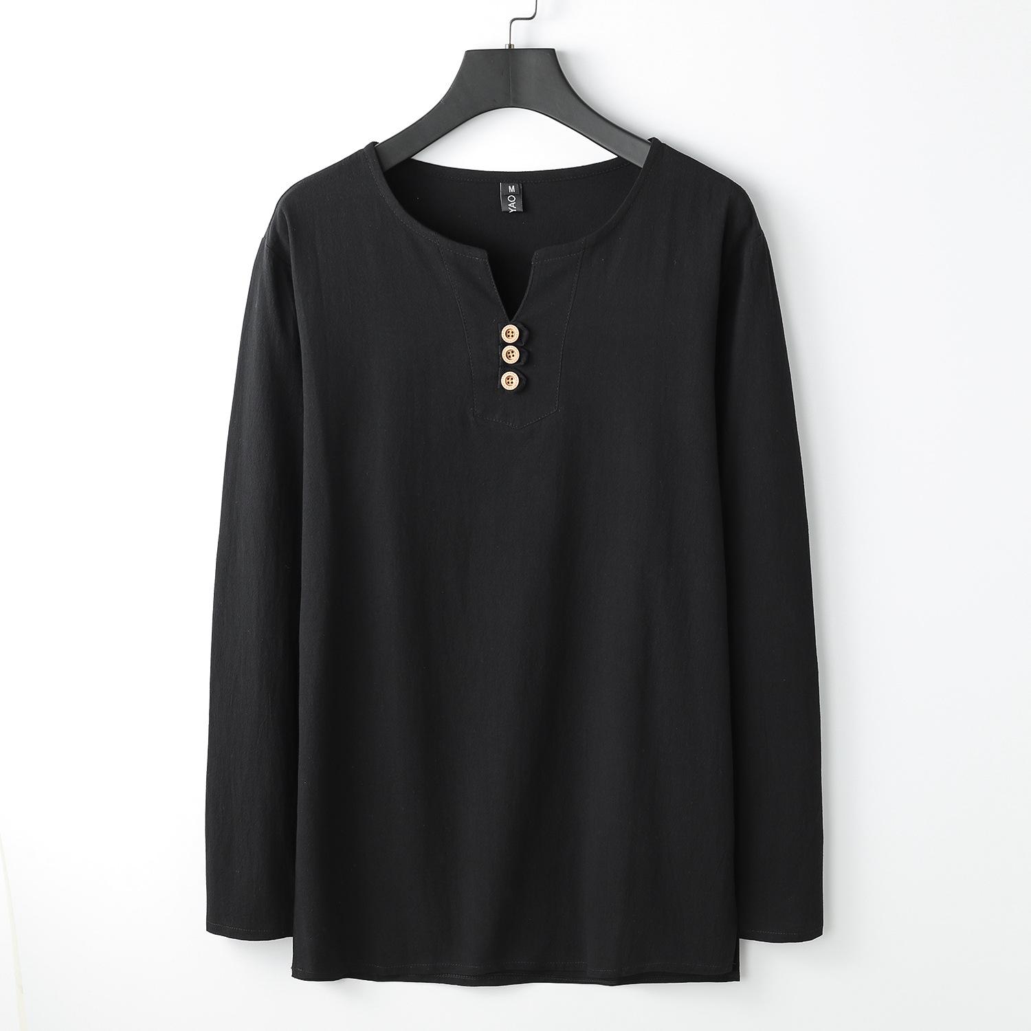 

Летний кардиган, мужская футболка с длинными рукавами, хлопковая повседневная мужская рубашка, дышащая 9XL чёрный