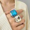 Rhinestone Crystal Square Rhinestone Ring Adjustable Size Large Crystal Ring  Party Accessories