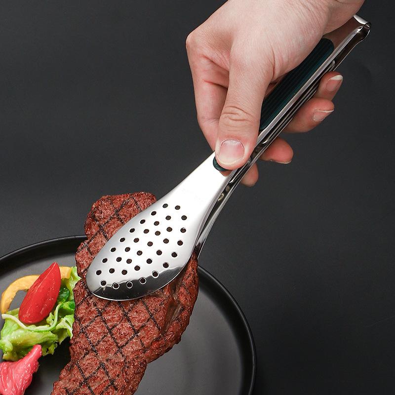 1PC Stainless Steel Food Tongs BBQ Meat Salad Bread Clip Barbecue Grill Non-Slip Buffet Clamp Cooking Tools Kitchen Accessories
