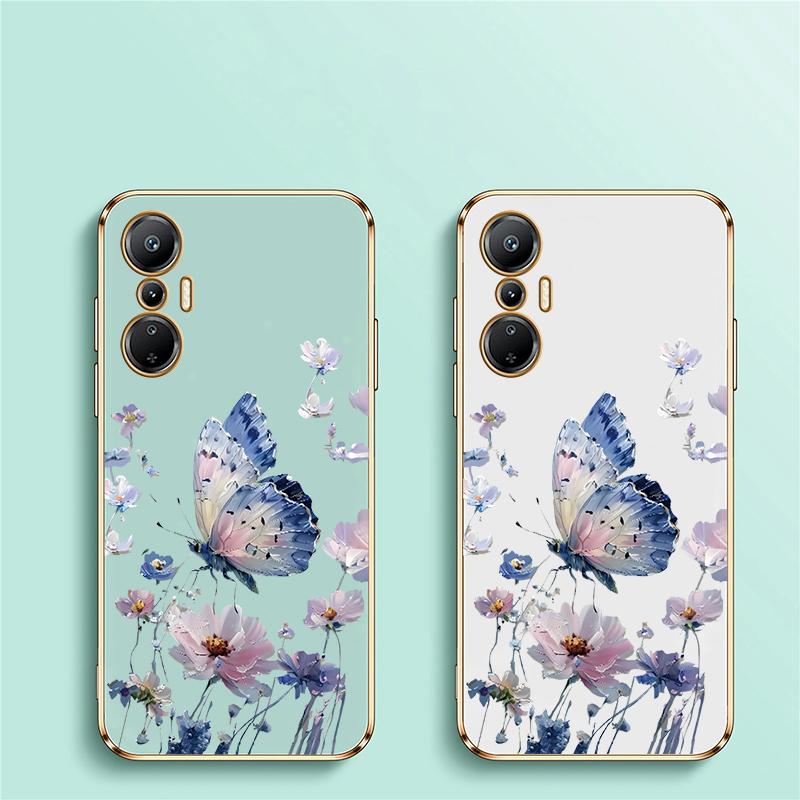 Case for Infinix Hot 12i 20S 20i 30i 12 40 Pro 40i 30 20 4G 5G 12 Play Fashion Flower Pattern Plating Butterfly Silicone Cover
