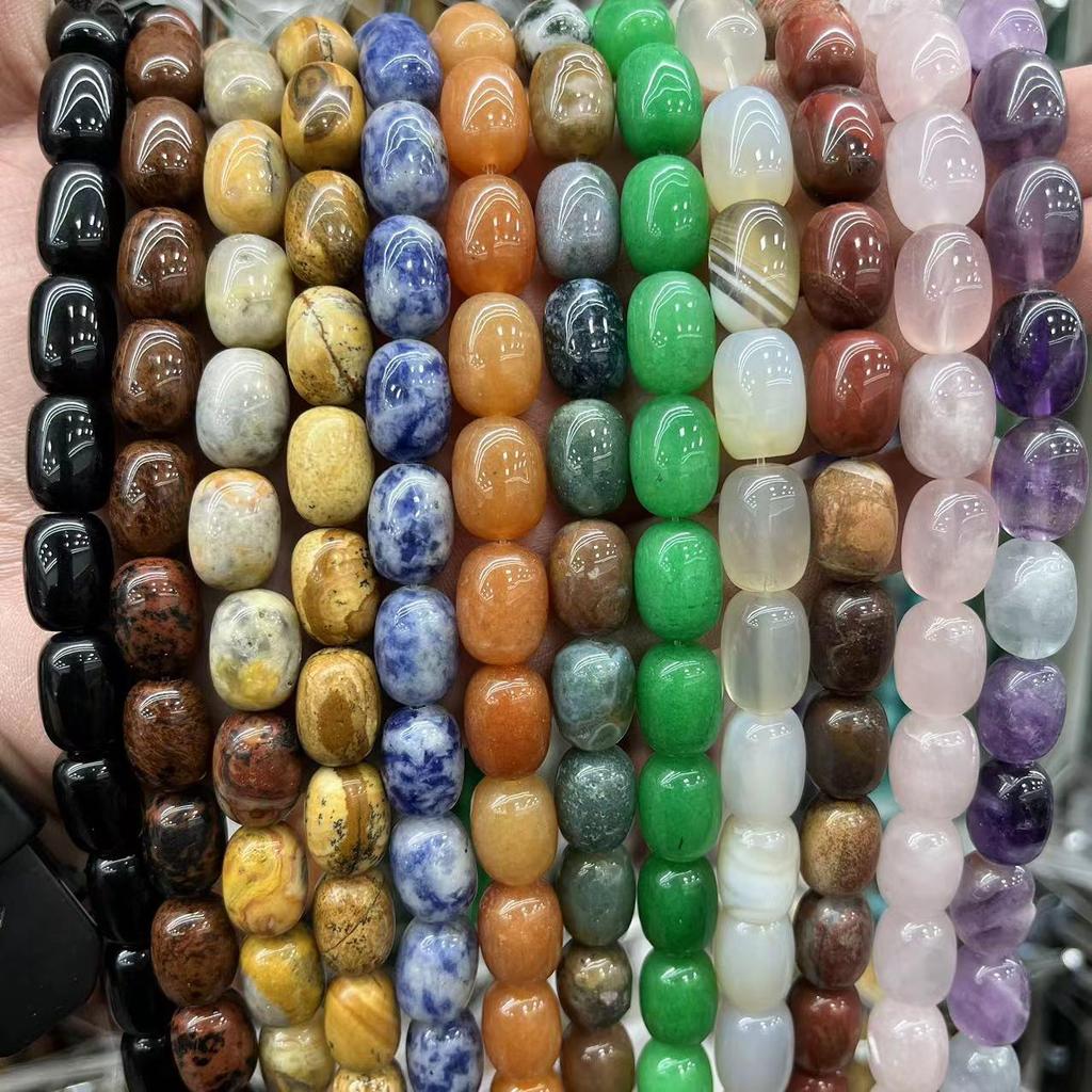 10x14mm Natural Crystal Striped Agate Drum Beads for Jewelry and DIY Accessories