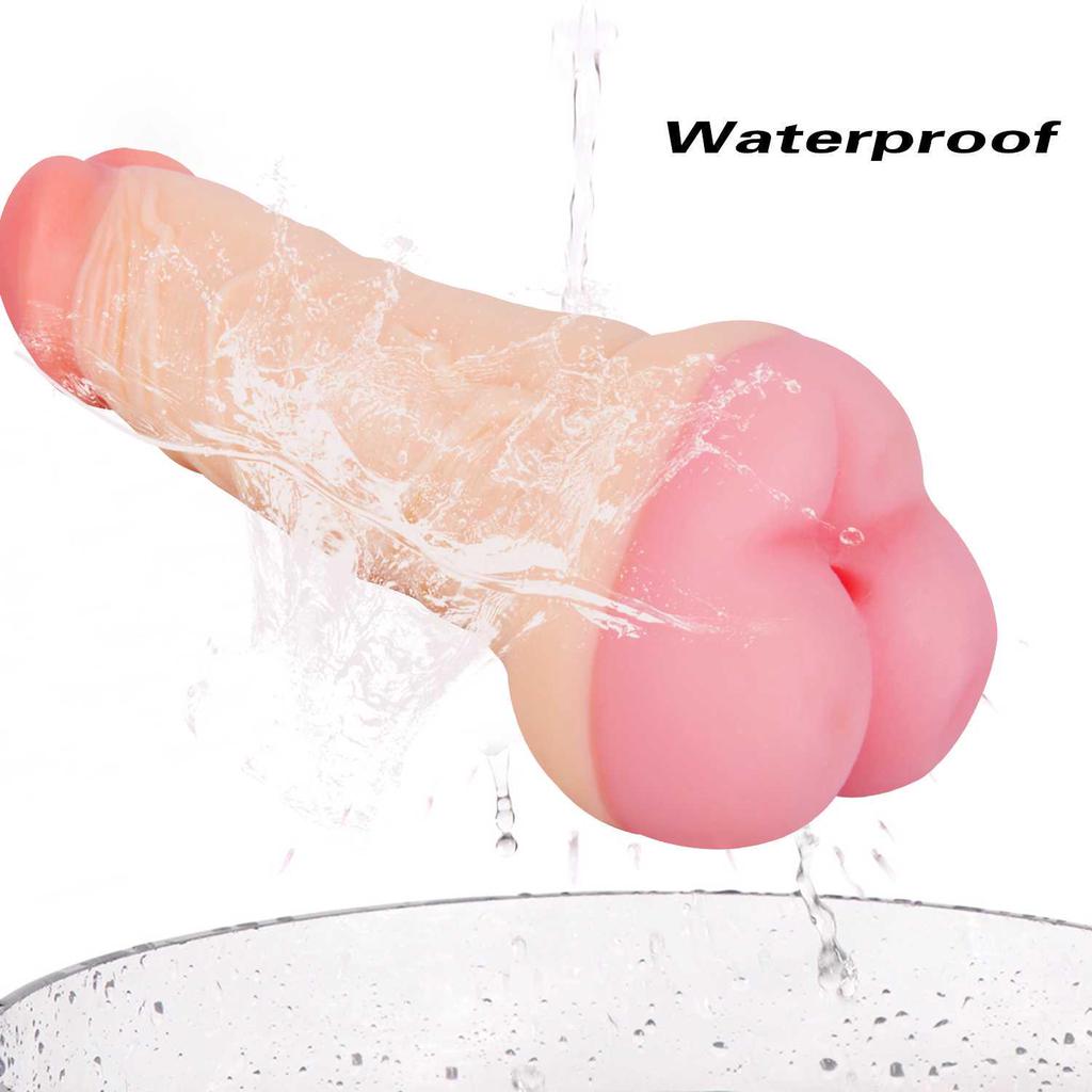 Weicher Dildo-Masturbationsbecher, 2-in-1, realistisch, bequem, biegbar, lebensecht, Prostata-Massagegerät, Penis für Männer