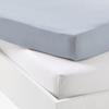Lot de 2 draps housse - mon ptit dodo - jersey 100% coton - 70 x 140 cm - blanc et light blue