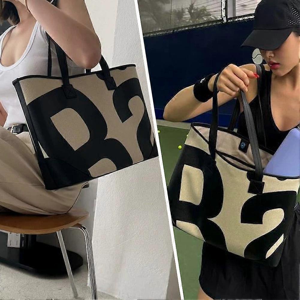 Canvas Tote Bag Large Capacity with Letter Print for Shopping Travel