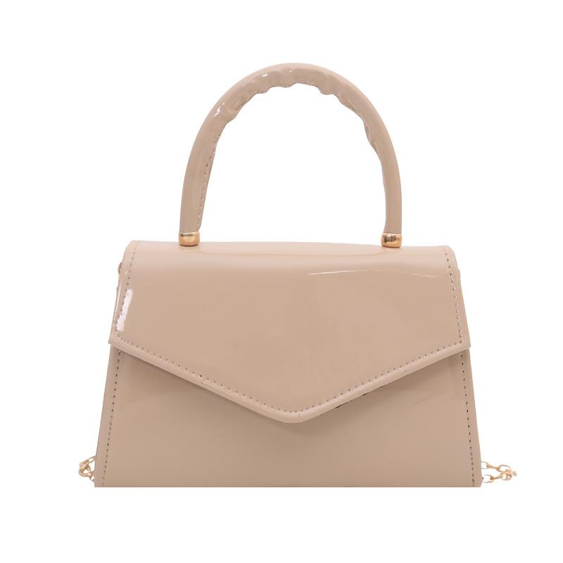 Solid Color Patent Leather Texture Highend Sense Niche Elegant Women's Casual Handbag Commuter Messenger Bag
