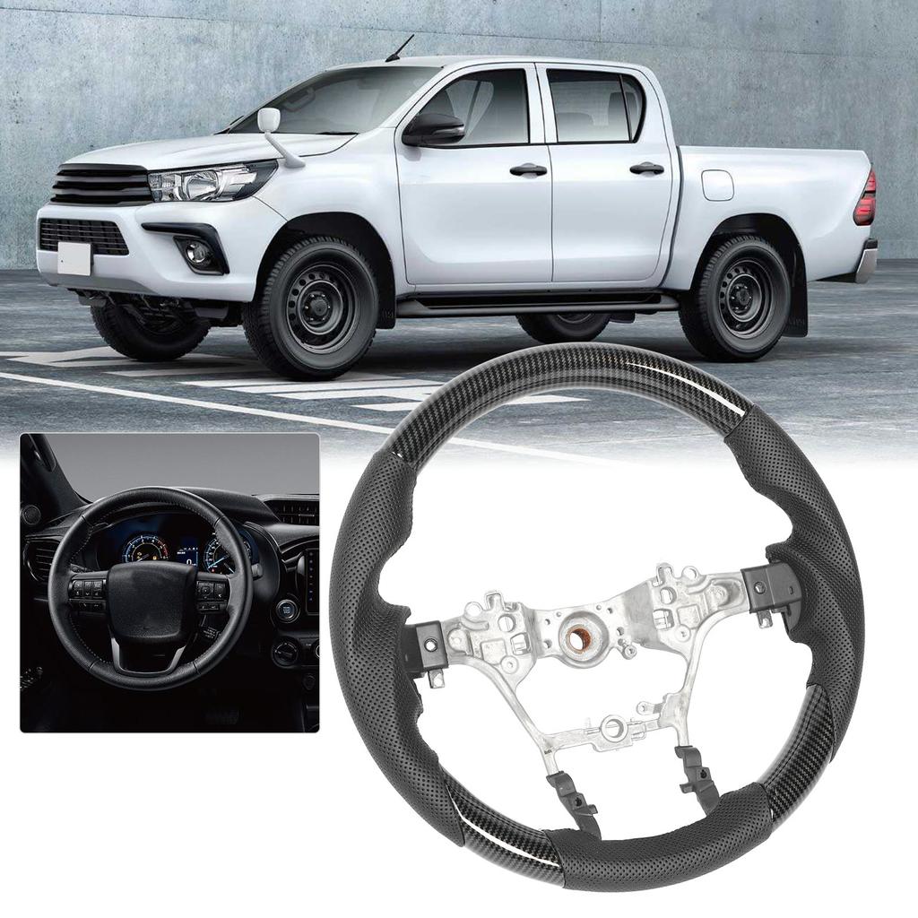 Hydro Dip Steering Wheel Perforated Leather 3 Section Type Replacement For Hilux AN110 AN120 AN130 2015 to 2025