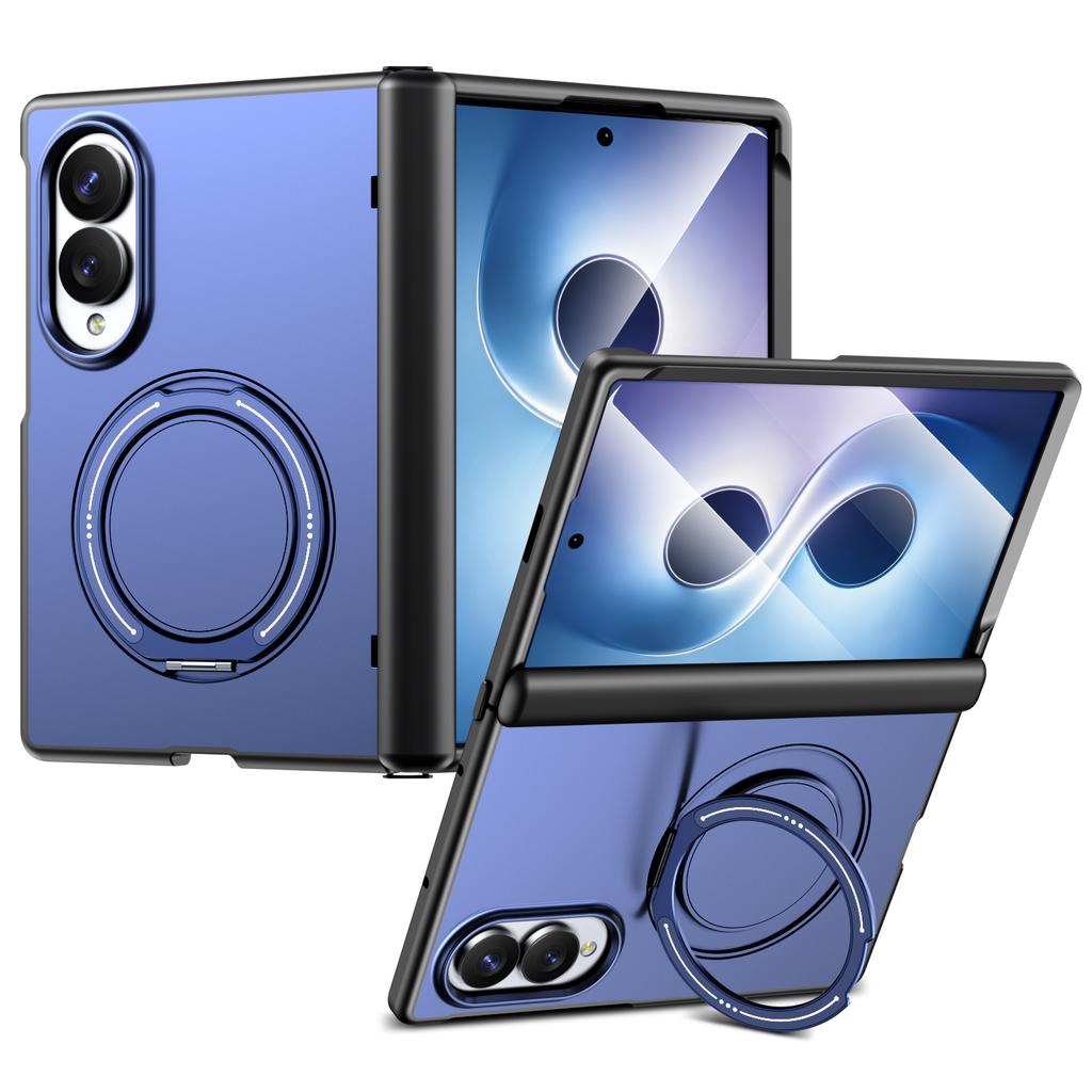 Aluminum Alloy Back Cover Phone Case for Samsung Galaxy Z Fold 8 Wide 5G with 360° Rotating Ring Kickstand Hinge Protect Cover