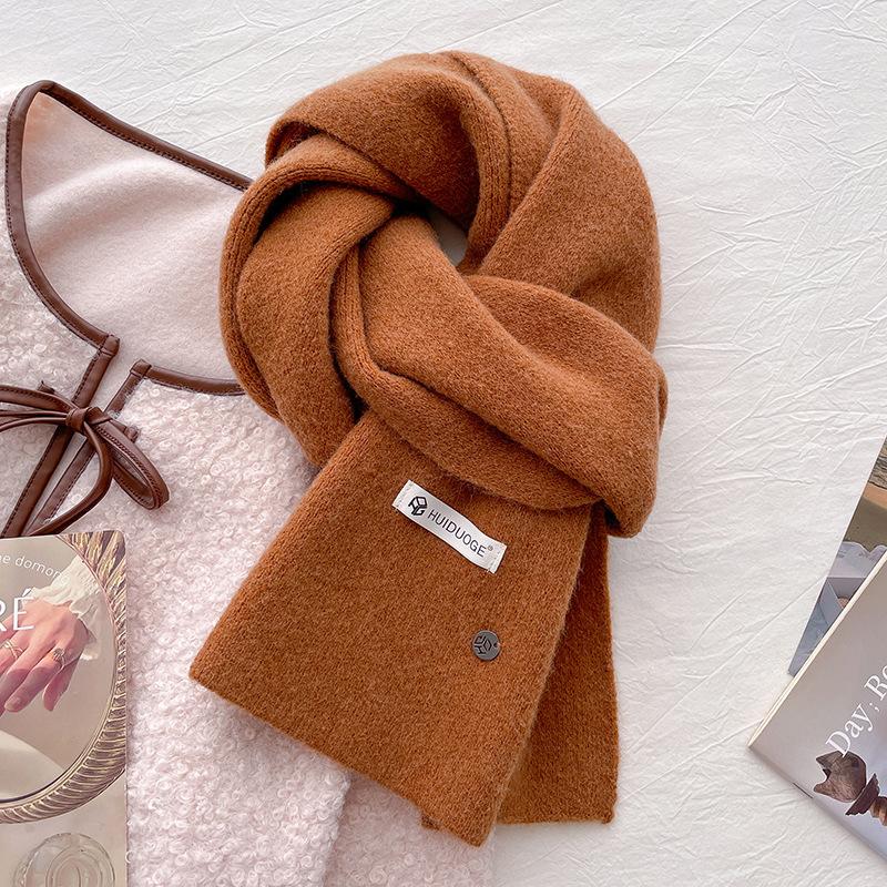 Wool Knitted Wool Warm Thickened Scarf Women's Autumn and Winter Neck Protection Scarf Soft Waxy Light Blue New