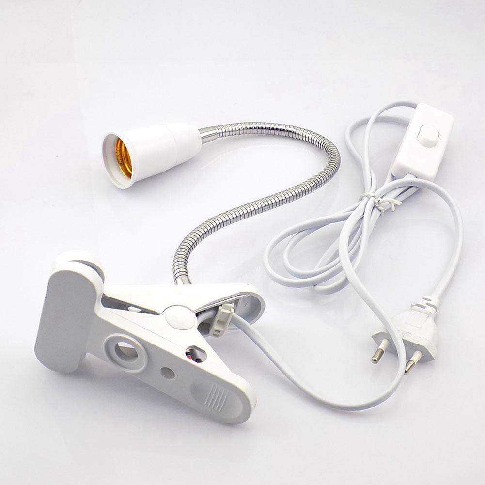 360 Degrees Flexible Desk Lamp Holder E27 Base Light Socket Gooseneck Clip-On Cable With On Off Switch for Home Plant