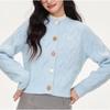 Spring-Autumn Women's Chic Knit Cardigan: Korean Style, Embroidered, Colorful Buttons