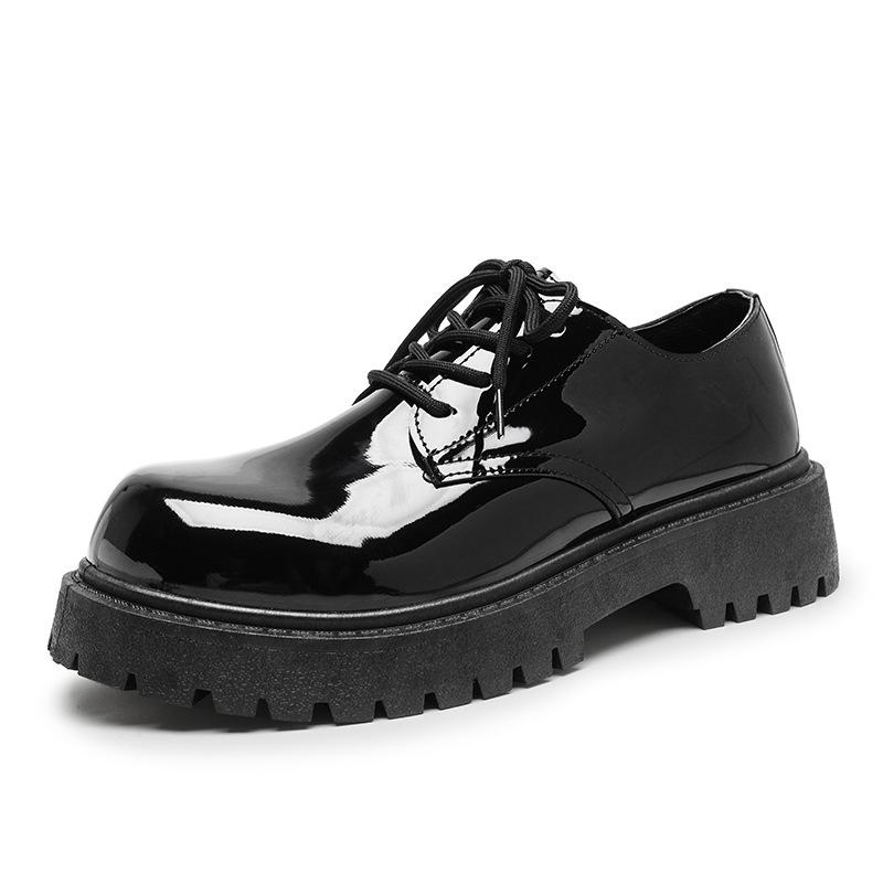 Fashion Men's British Style Leather Shoes Big Round Toe Anti-Slip Formal Casual Dress Shoes Comfortable Black Autumn Winter 2025 Fashion