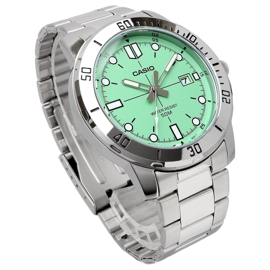 Casio Standard Analog Quartz Men's Watch MTP-VD01D-3E1V with Metal Band, Pastel Mint Green, International Model [Parallel Import]