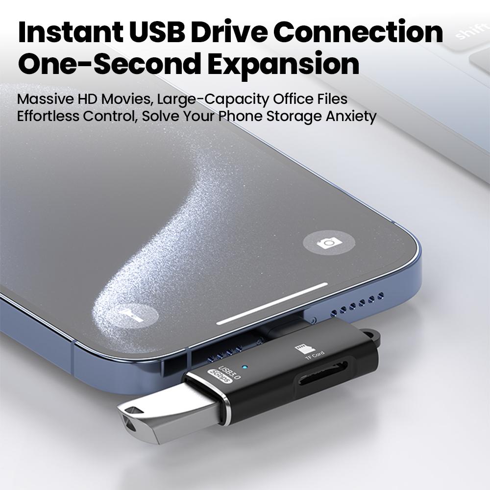 2 In 1 USB3.0 Type C Adapter To TF Card Reader OTG High-speed Transfer Smart Memory Card Reading Type C for Iphone 15 16 PC