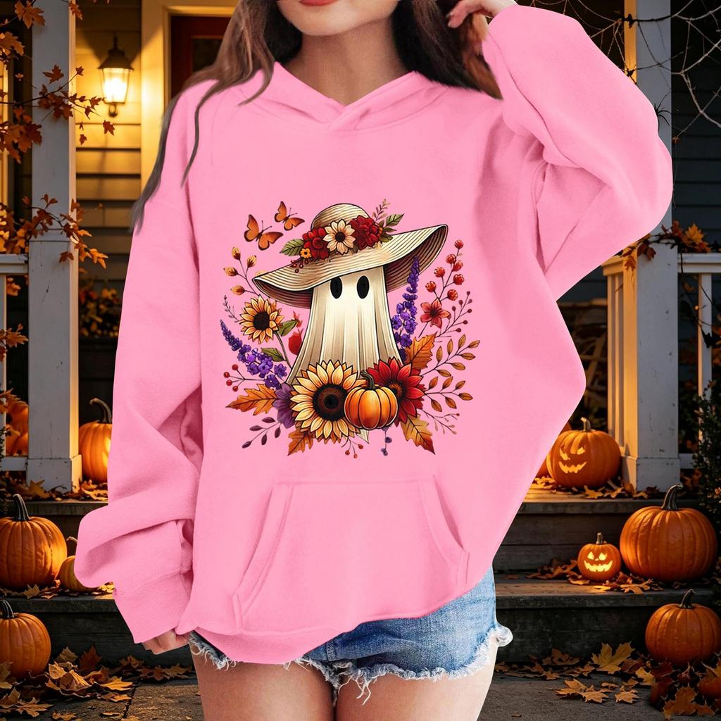 Children's Halloween Printed Pullover Hoodie, Casual Loose Fit for Daily Wear and Halloween Party